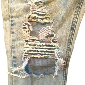 Hidden Los Angeles Multicolored Threads Blue Denim Jeans 25
